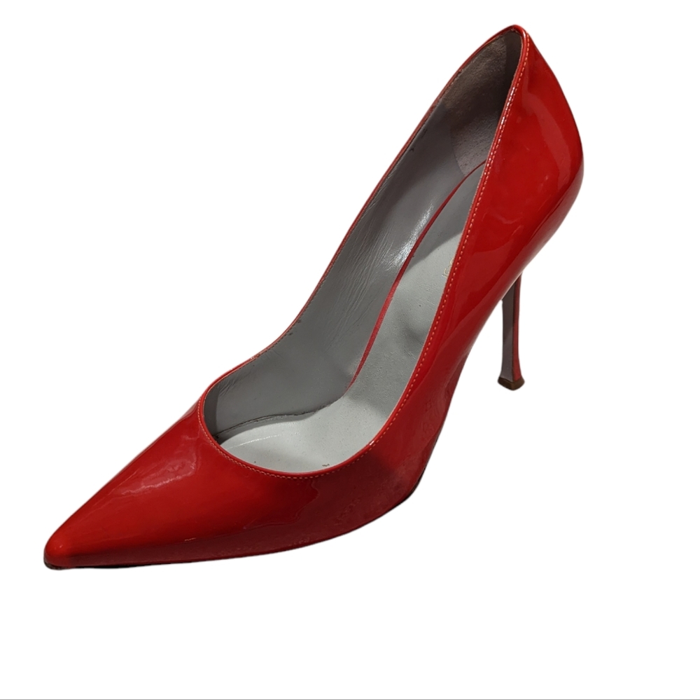 Sergio Rossi Patent Red Leather Pumps High Heels Sz 40